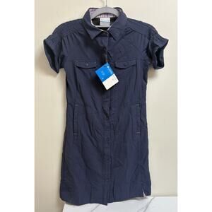 Columbia Girls Medium Navy Omni Shade UPF 30 Button Front Outdoor Dress